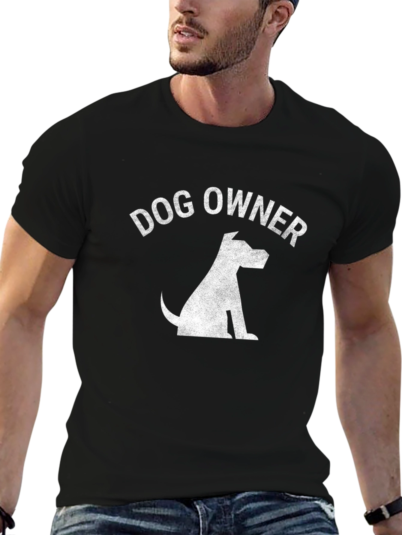 Black Dog Owner Graphic Tee - Black Cotton Casual T-Shirt view 6