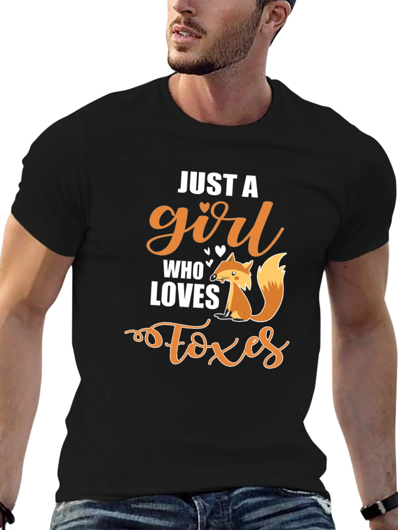 Black Just a Girl Who Loves Foxes Graphic Tee view 6
