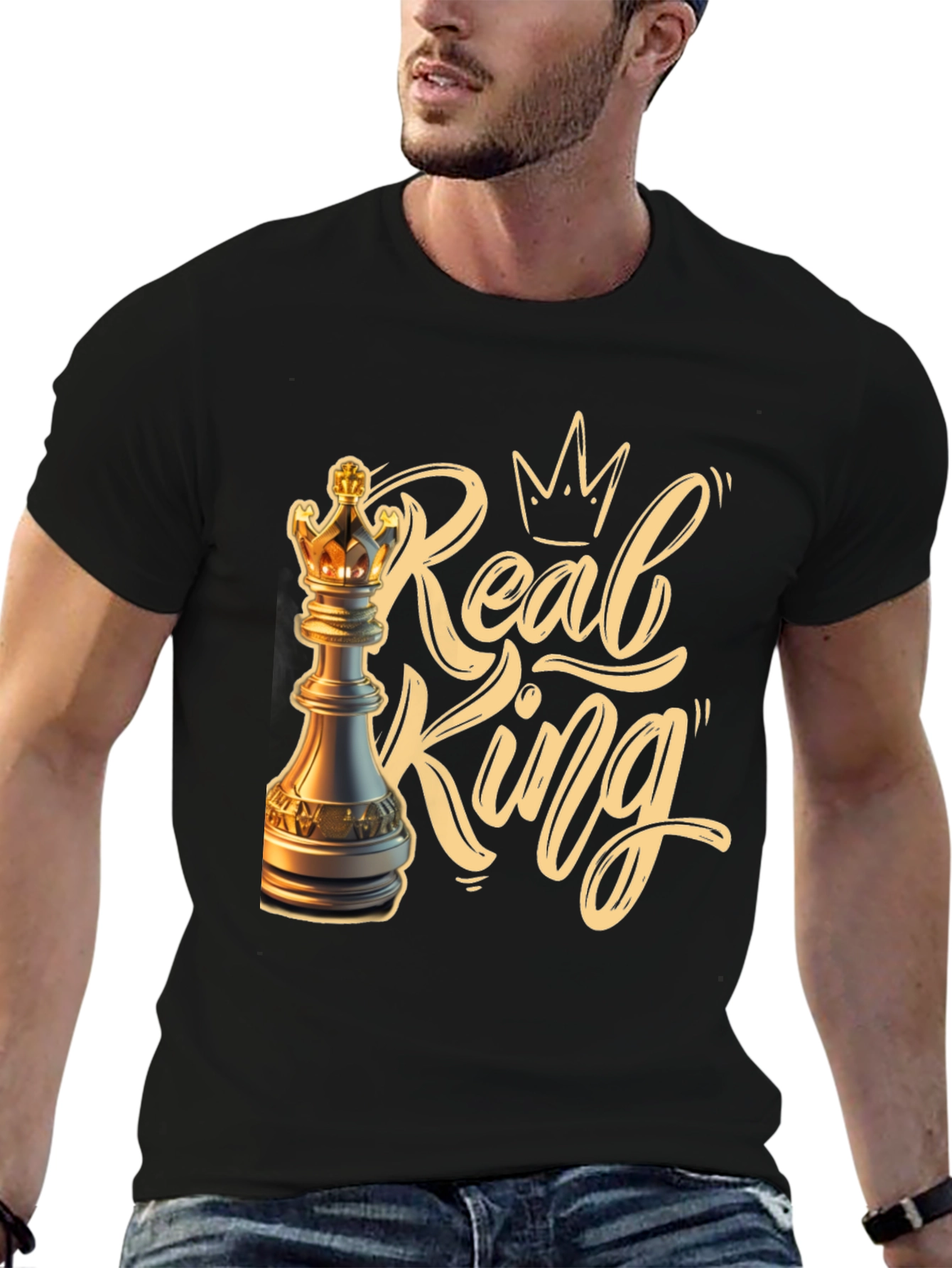Black Real King Chess T-Shirt view 6