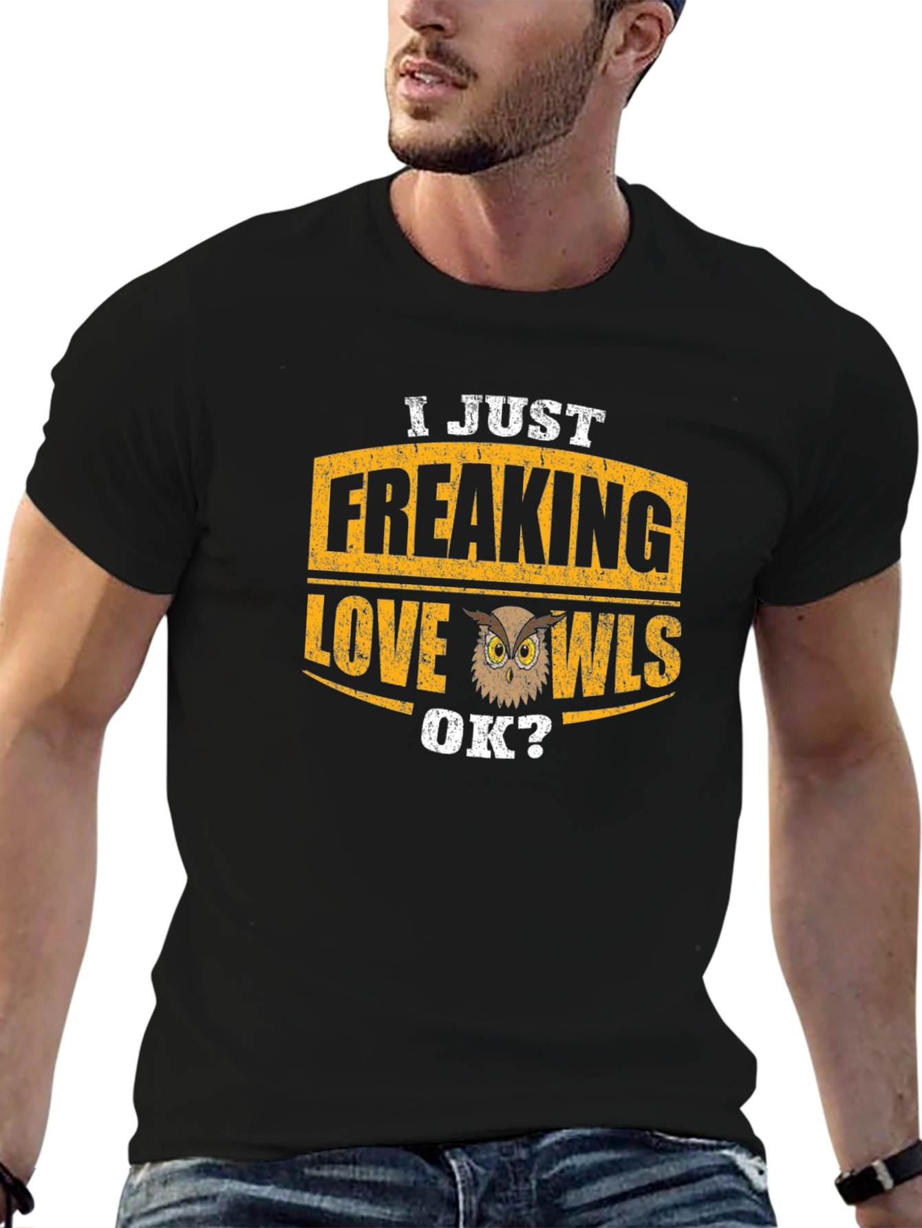 Black I Just Freaking Love Owls T-Shirt view 6