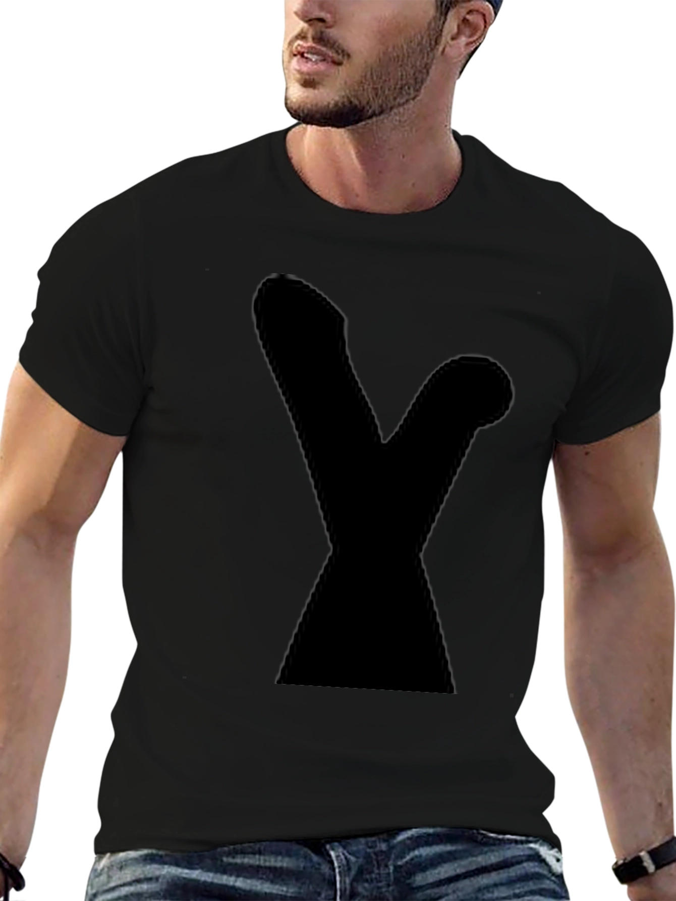 Black Men's Graphic Tee - Bold Black Silhouette view 6
