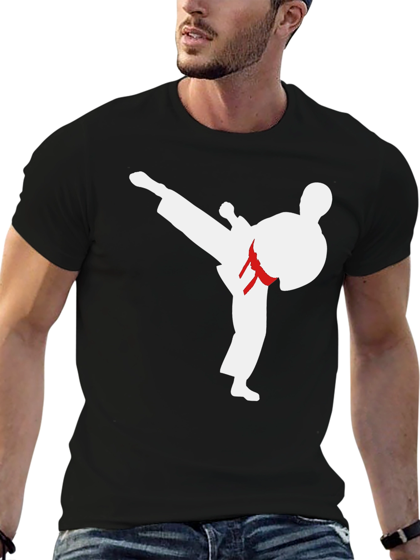 Black Karate Kick Graphic T-Shirt - Black view 6