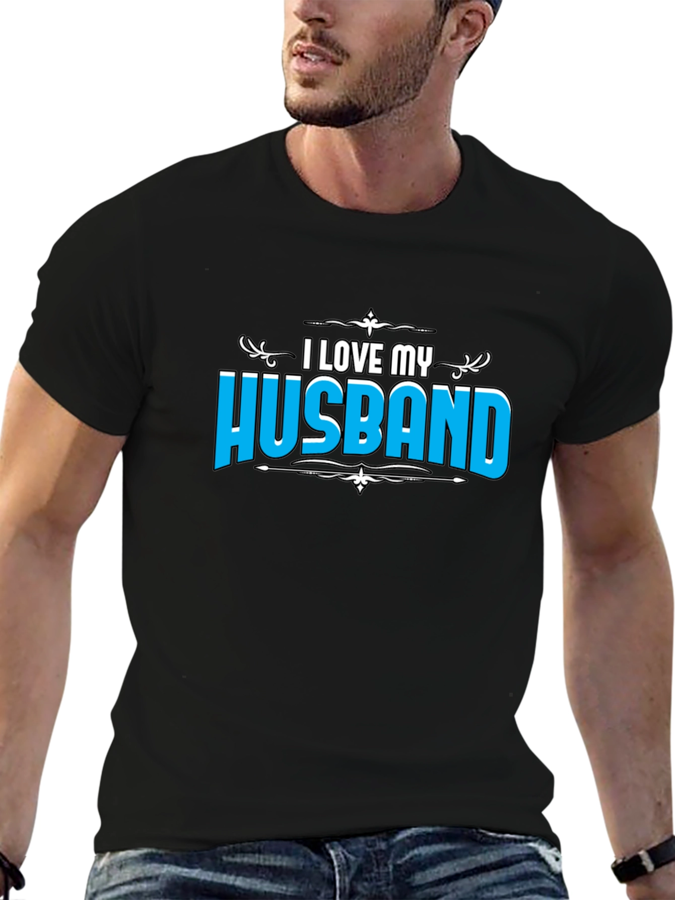 Black I Love My Husband Black T-Shirt view 6