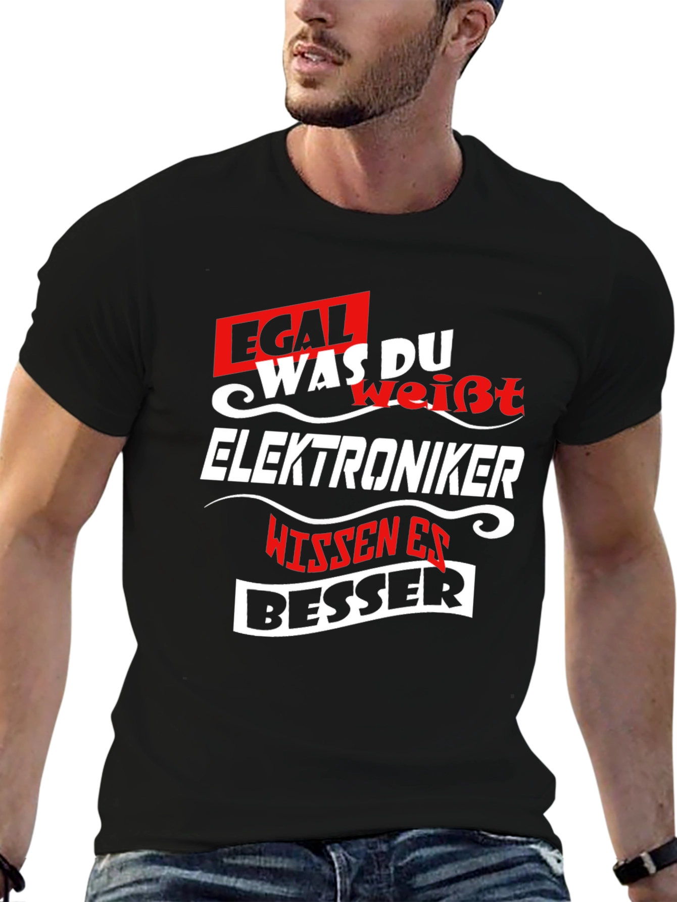 Black Electronics Expert T-Shirt - Egal Was Du WeiBt view 6