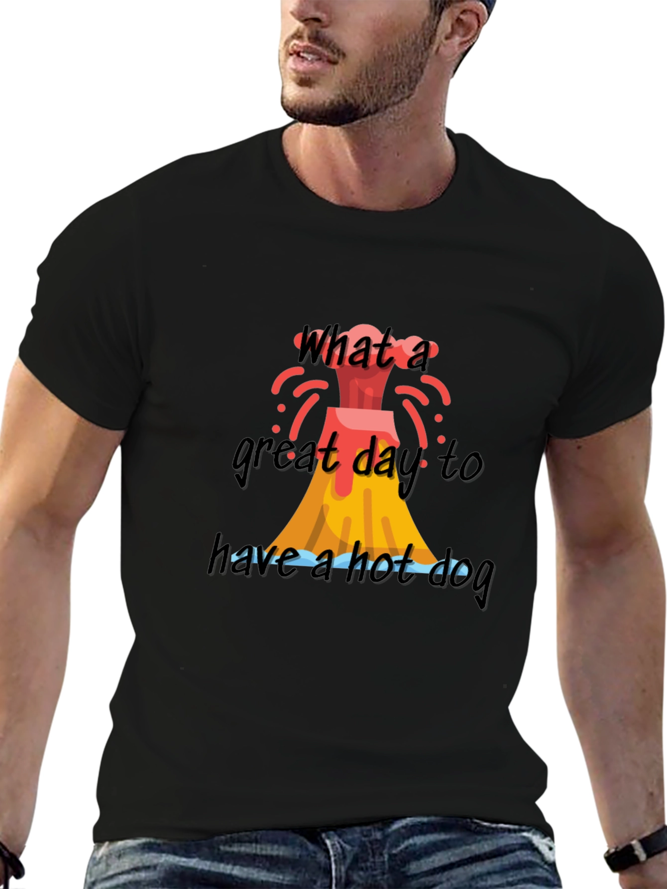 Black Volcano Hot Dog T-Shirt - What a Great Day! view 6