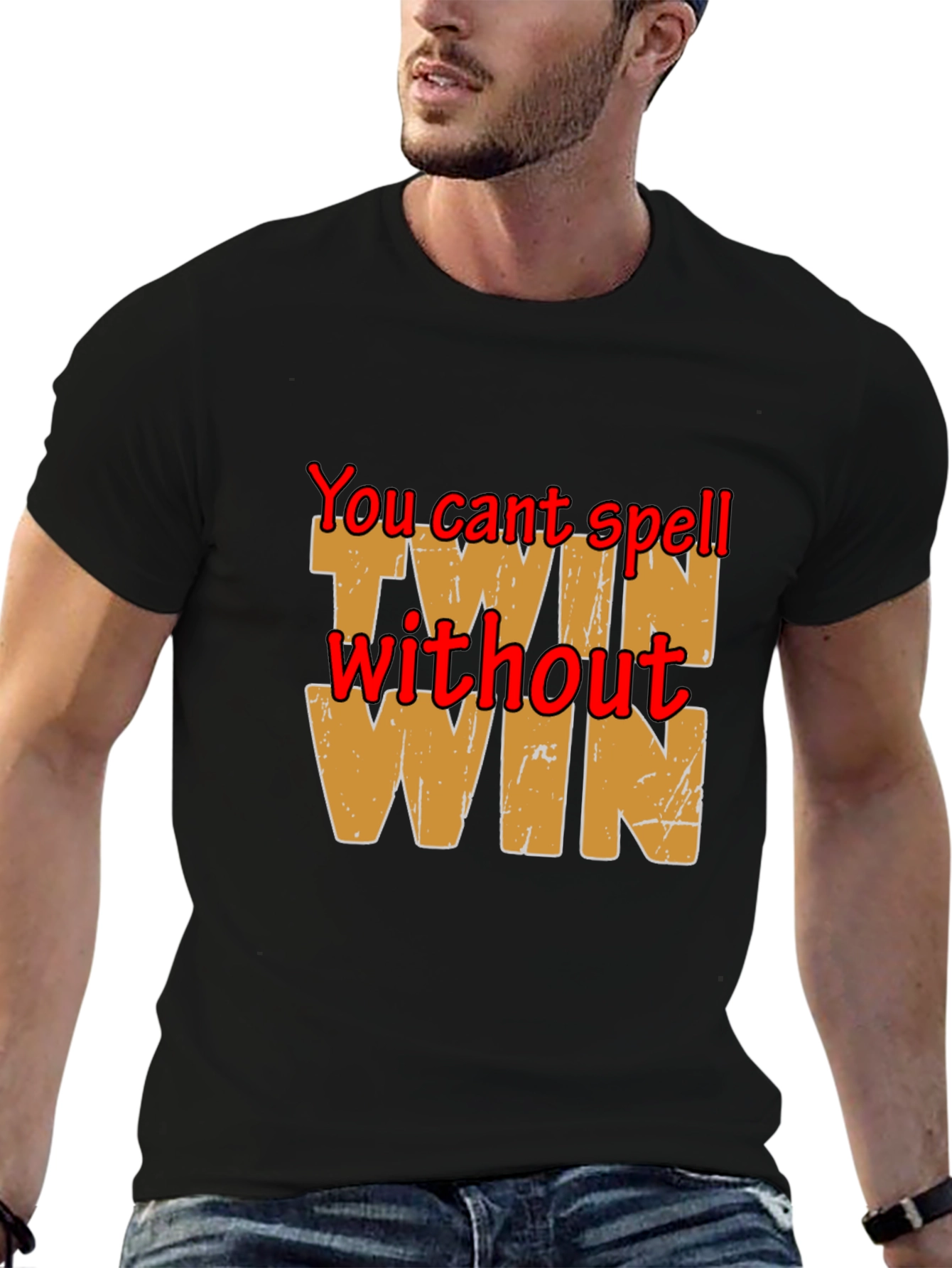 Black Twin Win T-Shirt - Funny Graphic Tee view 6