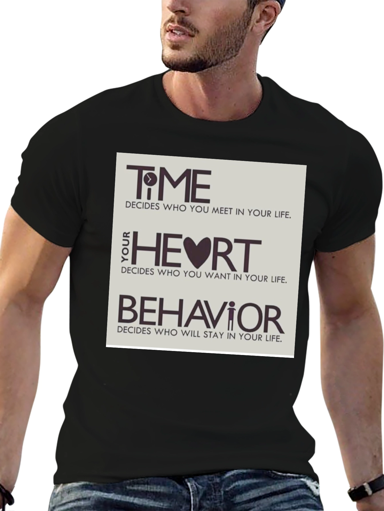 Black Time, Heart, & Behavior Graphic Tee view 6