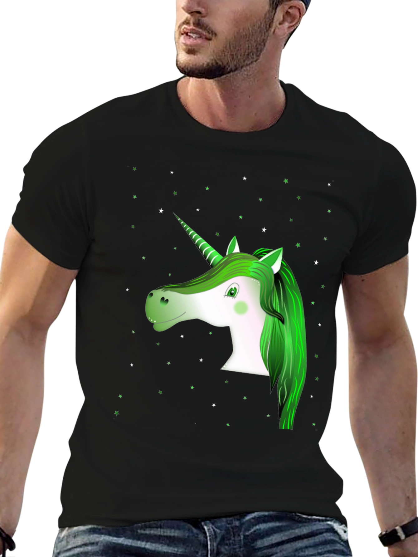 Black Unicorn Graphic Tee - Black Cotton Blend view 6