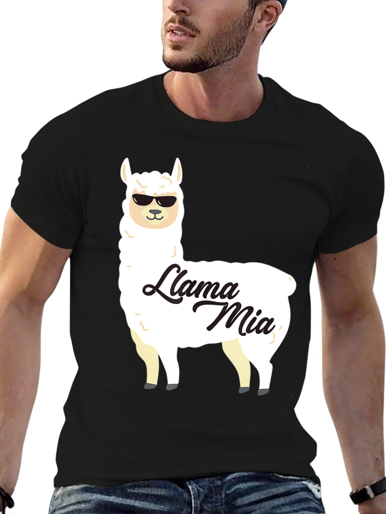 Black Llama Mia Graphic T-Shirt - Funny Animal Tee view 6