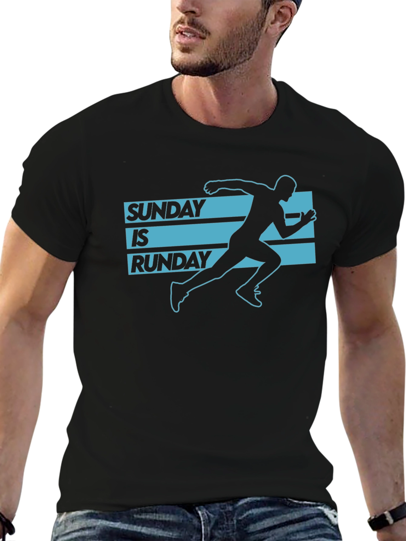 Black Sunday is Runday Graphic Tee - Men's Black T-Shirt view 6