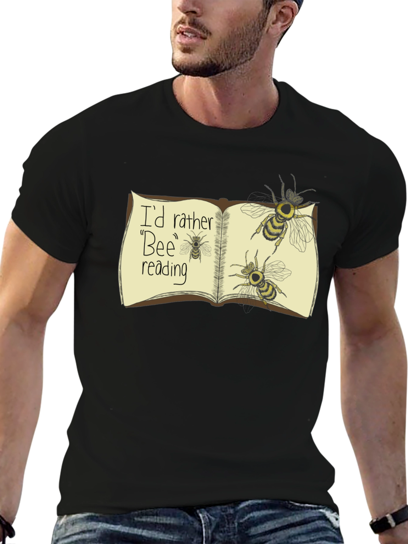Black Bee Reading T-Shirt Funny Book Lover Tee view 6