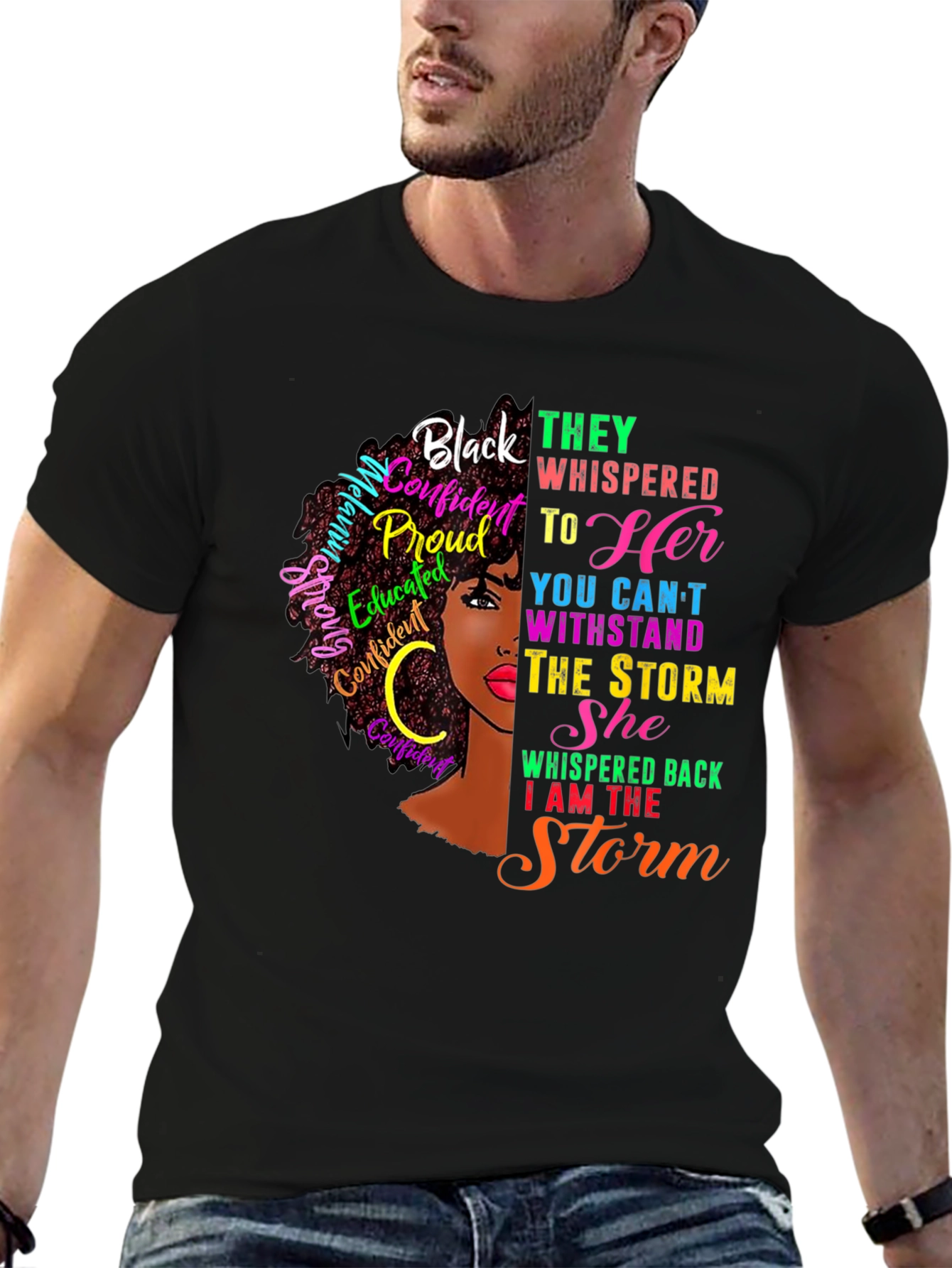 Black Black Confident Woman Graphic T-Shirt view 6