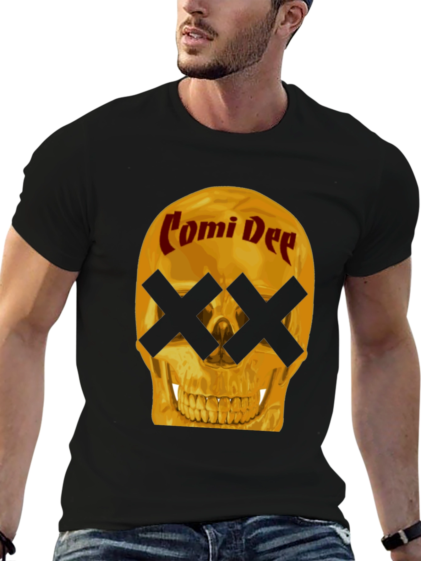 Black Comi Dee Skull T-Shirt - Black Graphic Tee view 6