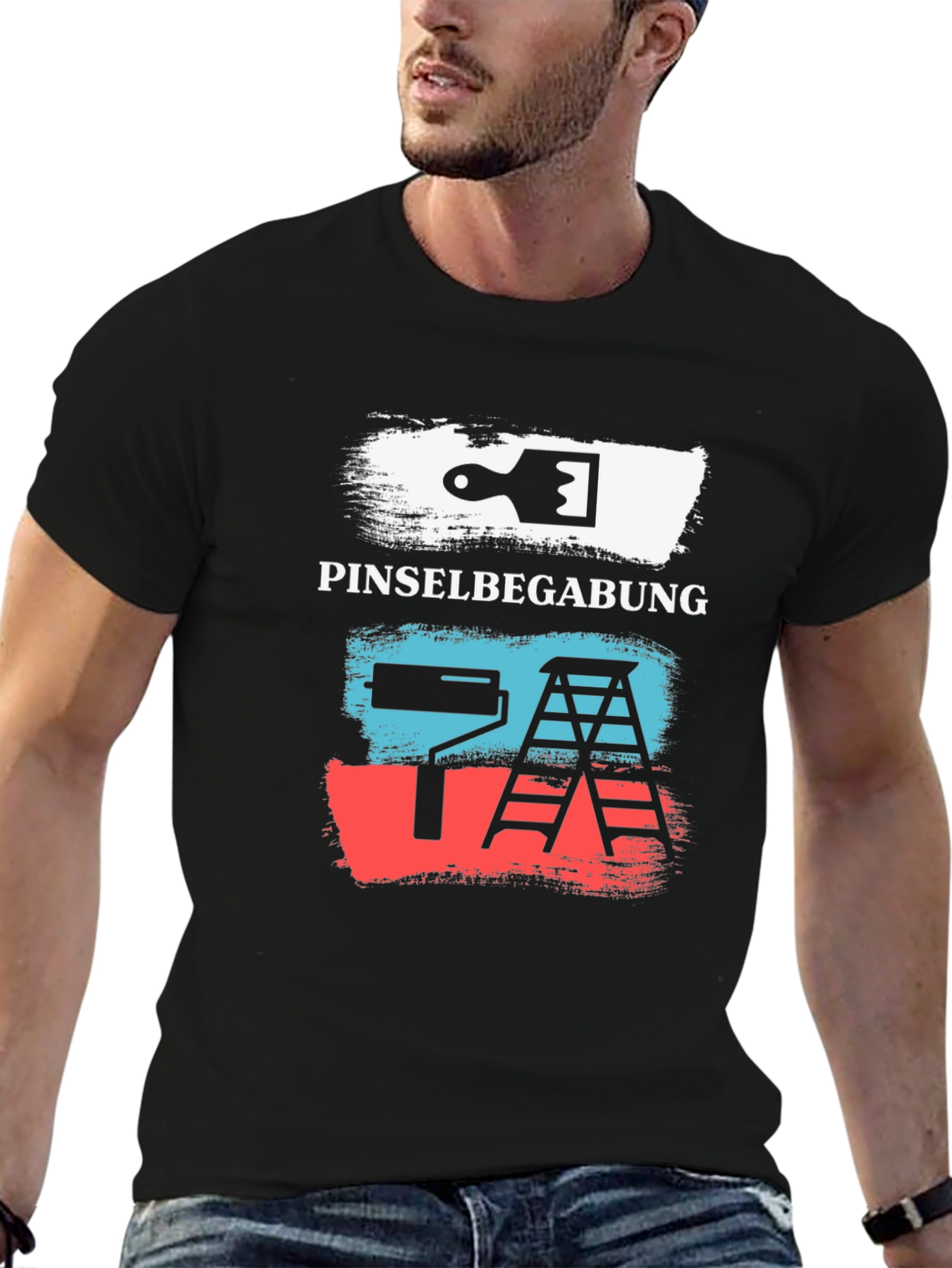 Black Pinselbegabung Painting T-Shirt view 6