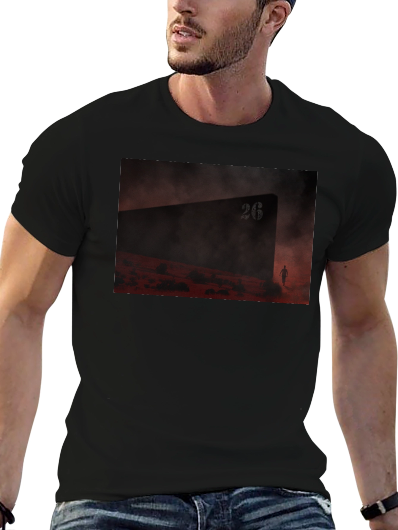 Black Abstract Landscape Graphic T-Shirt view 6