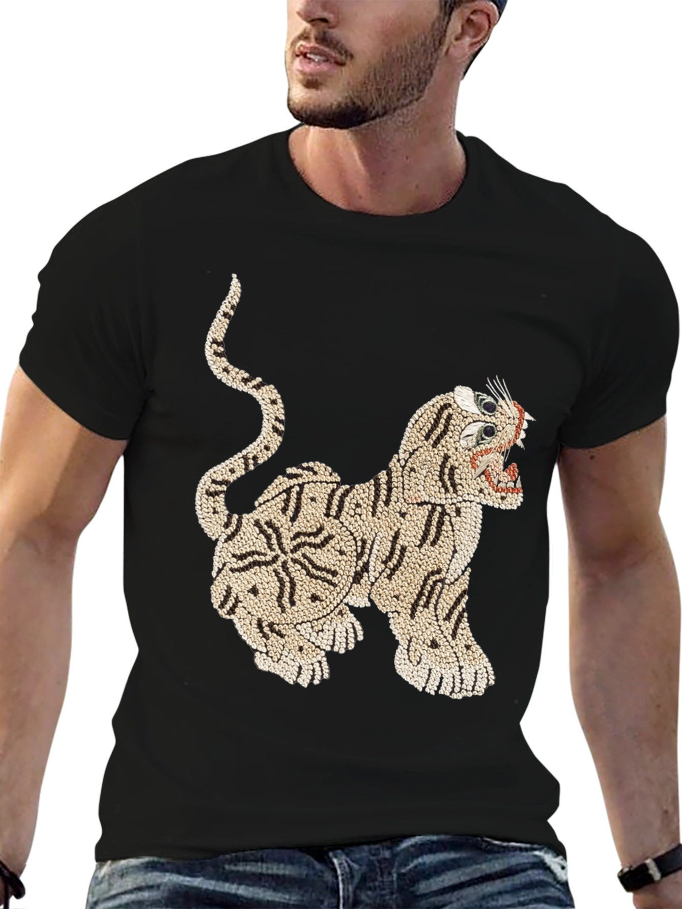 Black Tiger Graphic Print T-Shirt view 6