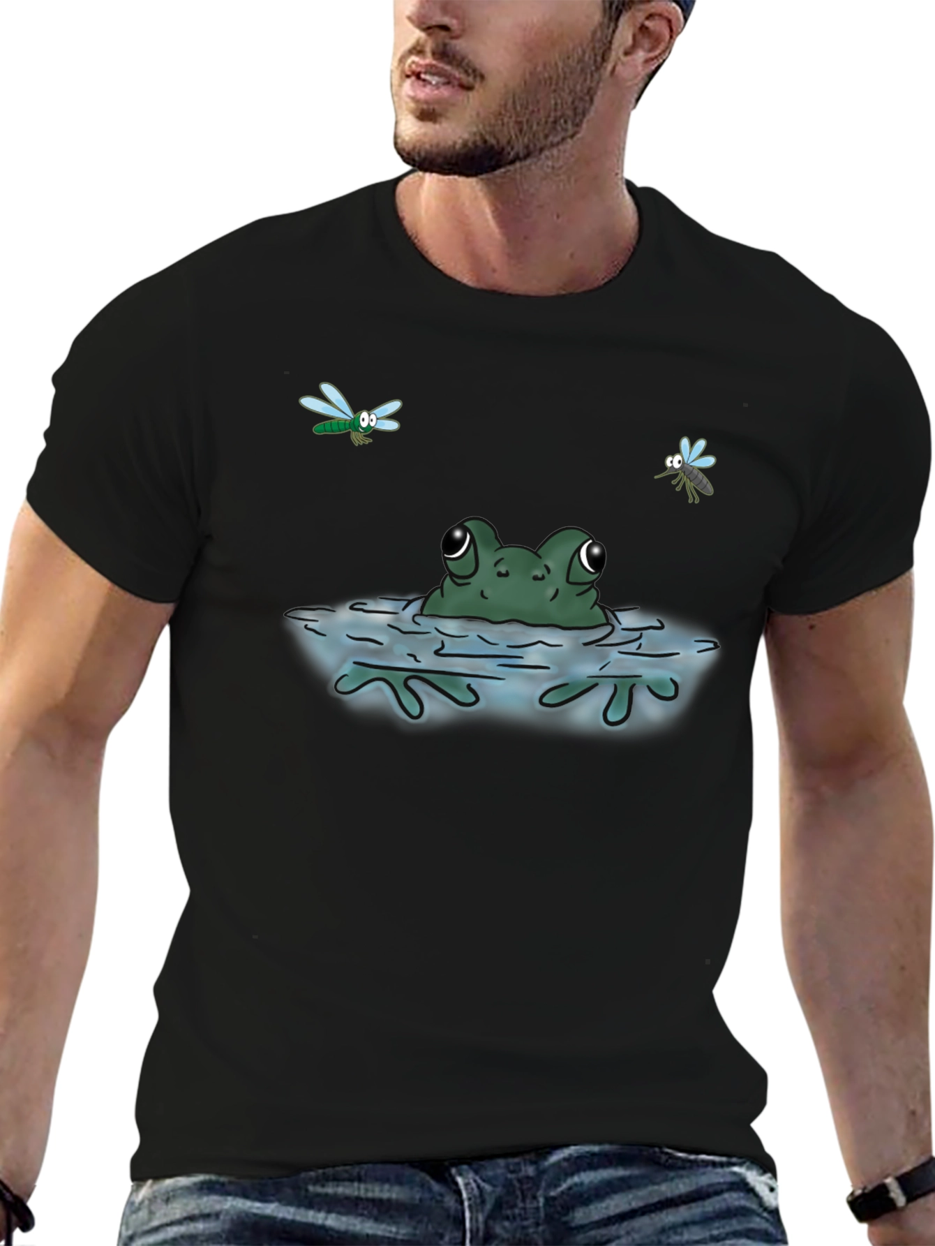 Black Frog in Water T-Shirt - Fun & Unique Graphic Tee view 6