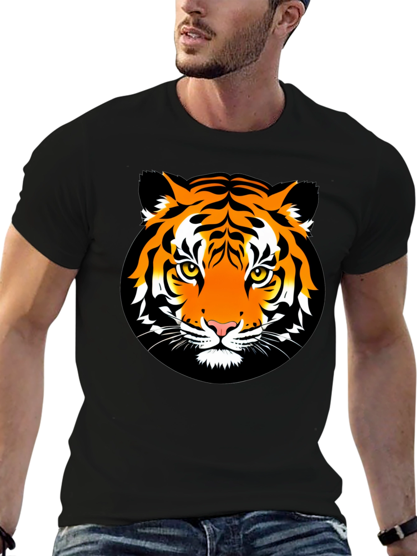 Black Tiger Graphic Tee - Bold Animal Print T-Shirt view 6