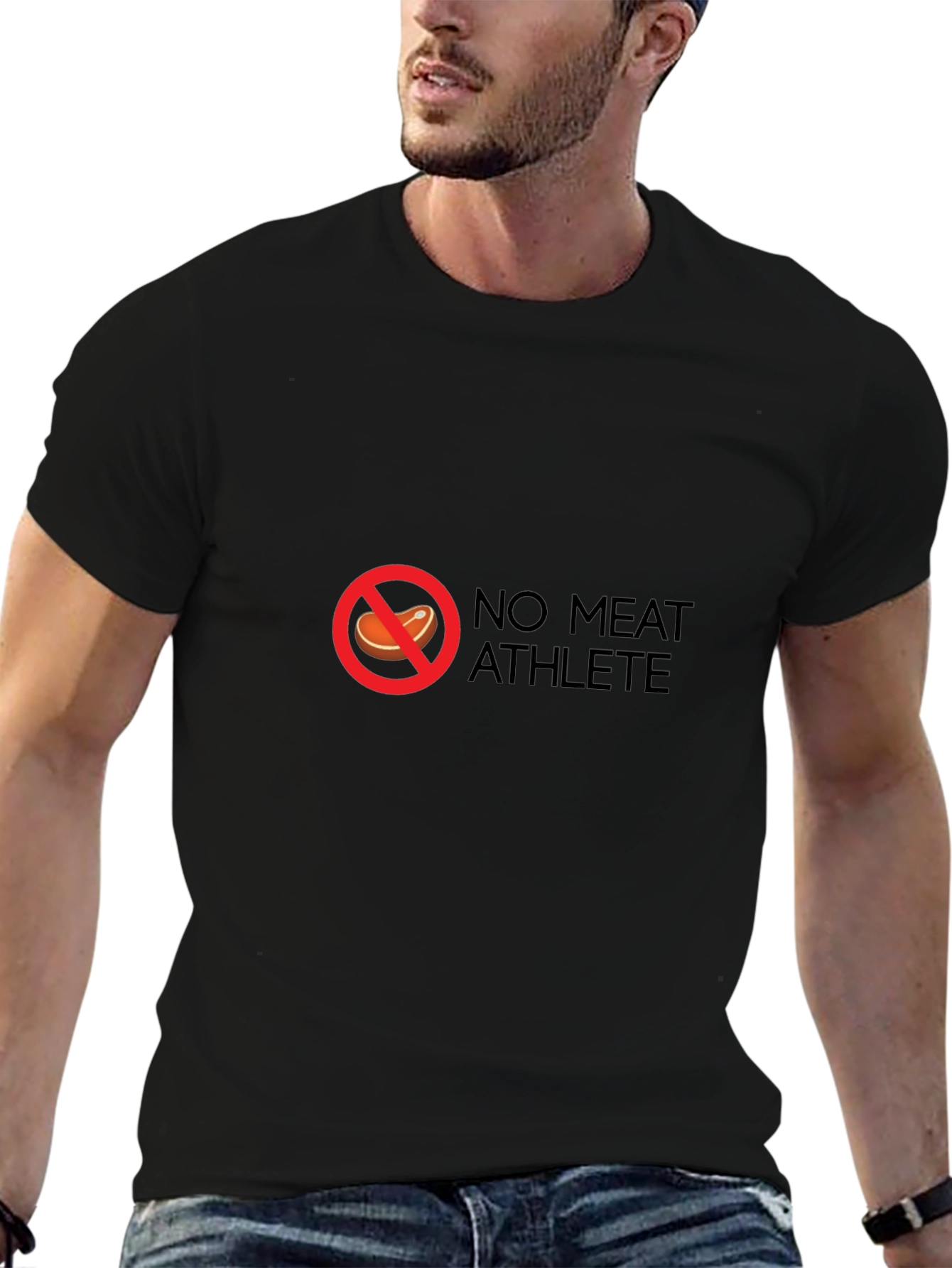 Black No Meat Athlete T-Shirt - Black Vegan Fitness Tee view 6