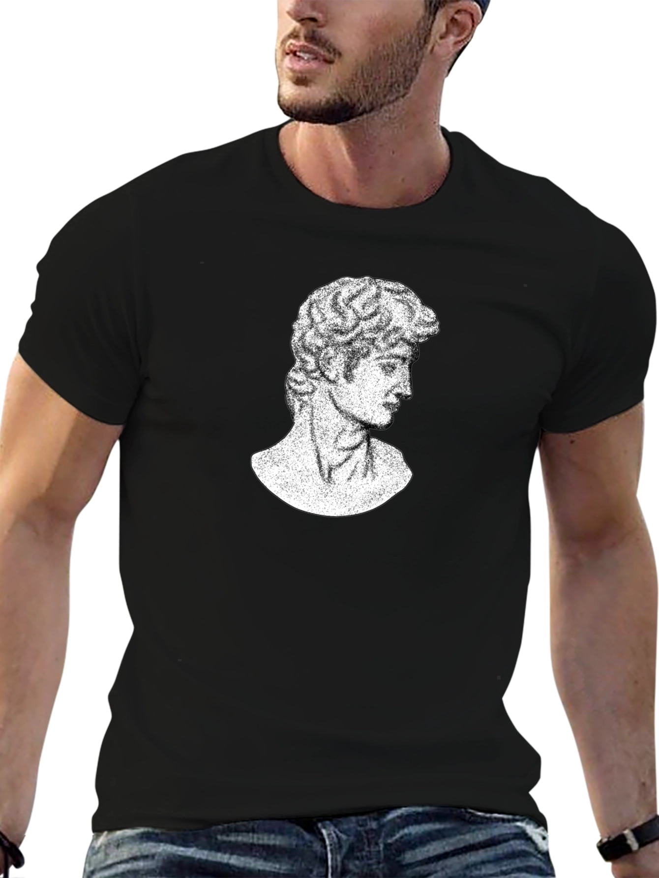 Black David Bust T-Shirt - Classic Art Graphic Tee view 6