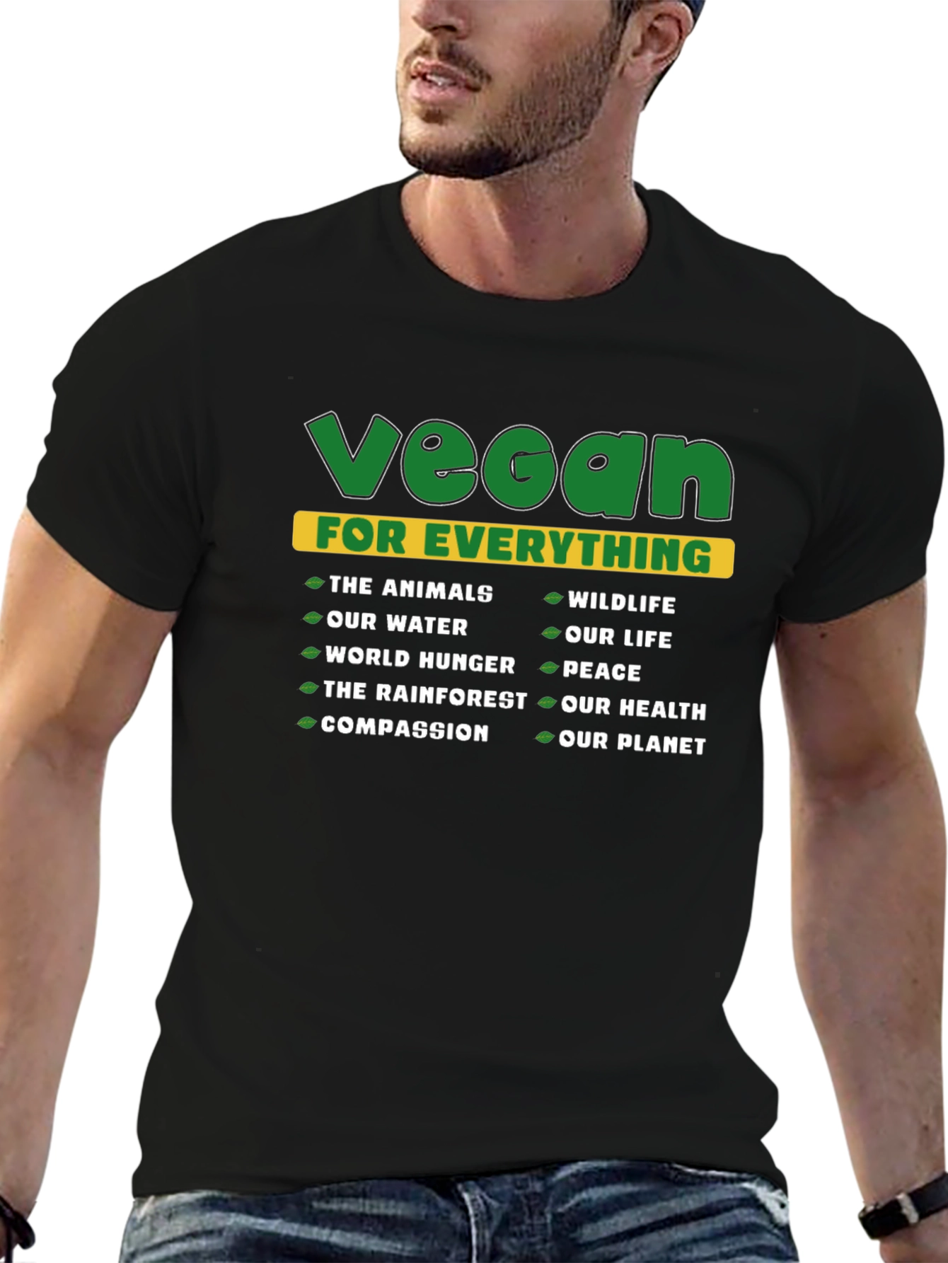 Black Vegan For Everything Graphic T-Shirt view 6
