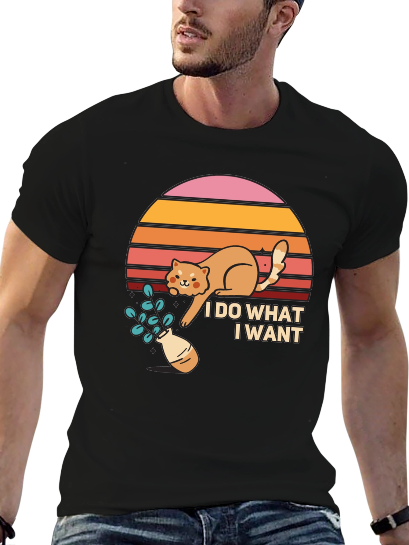 Black I Do What I Want Cat T-Shirt view 6