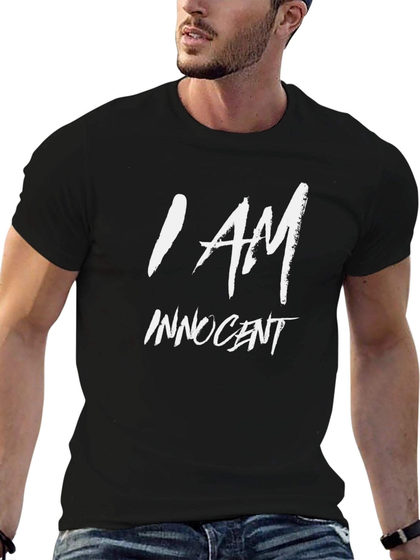 Black I am Innocent Graphic Tee - Mens Short Sleeve Black T-Shirt view 6