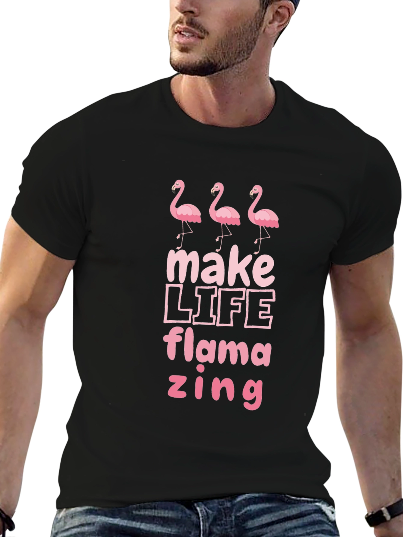 Black Flamazing Flamingo Graphic Tee - Black view 6