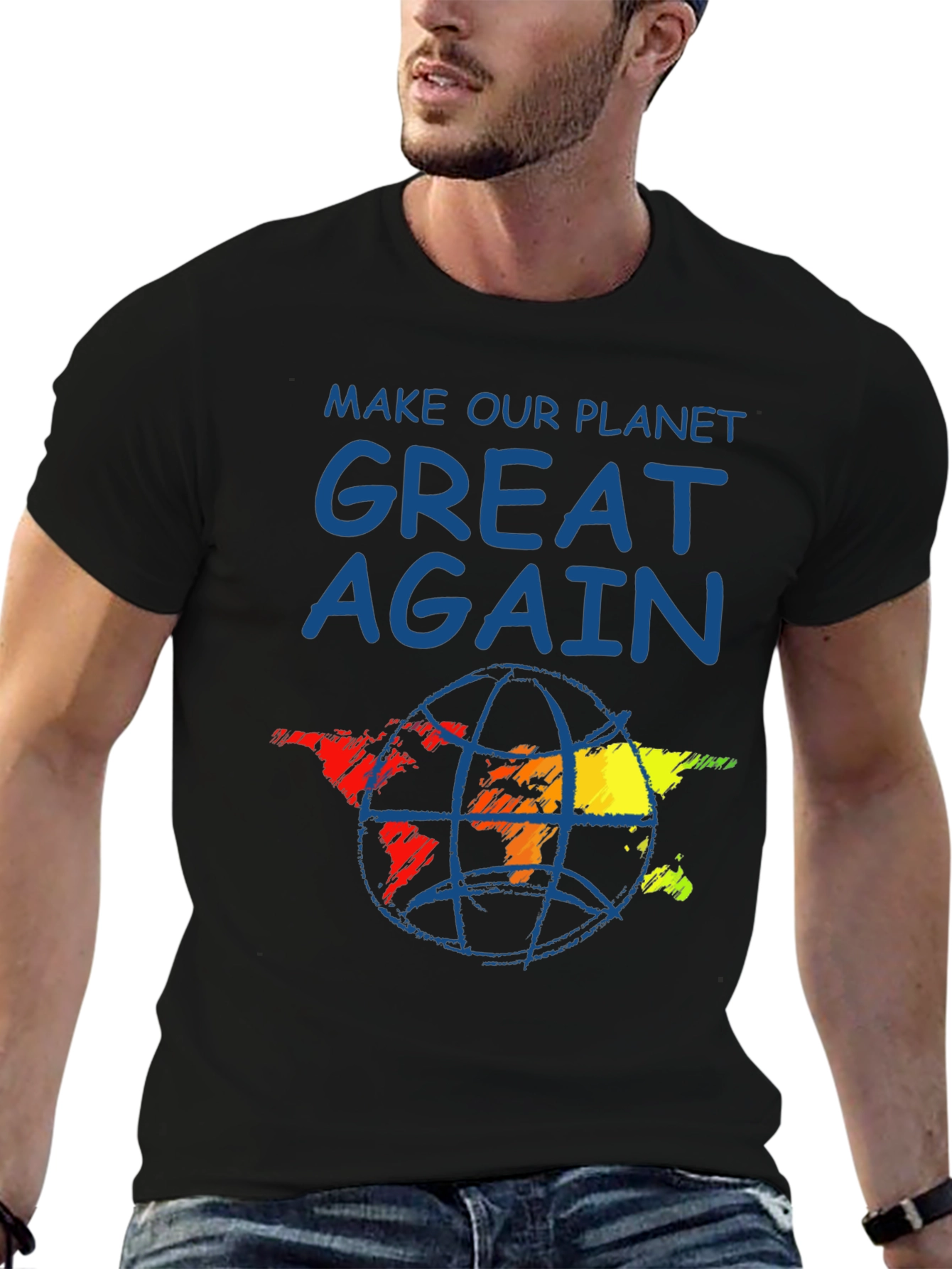 Black Make Our Planet Great Again T-Shirt view 6