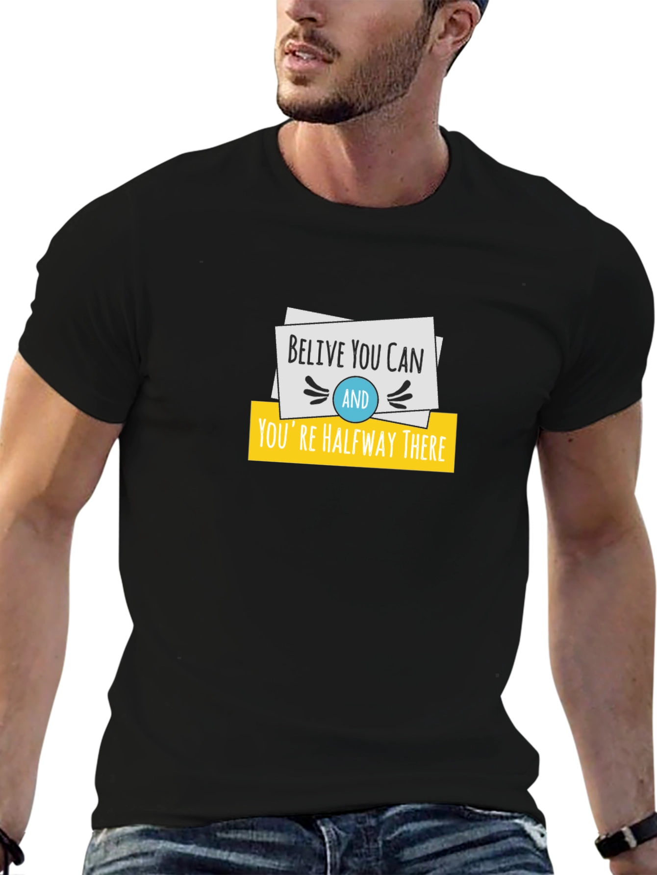 Black Believe You Can T-Shirt - Motivational Design view 6