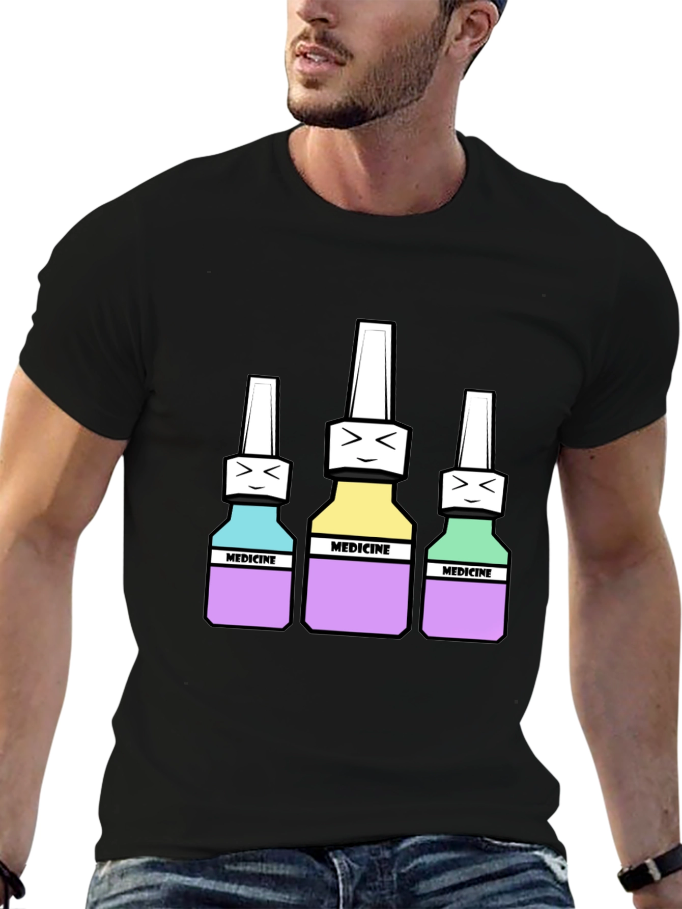 Black Medicine Bottles Graphic Tee - Unisex view 6