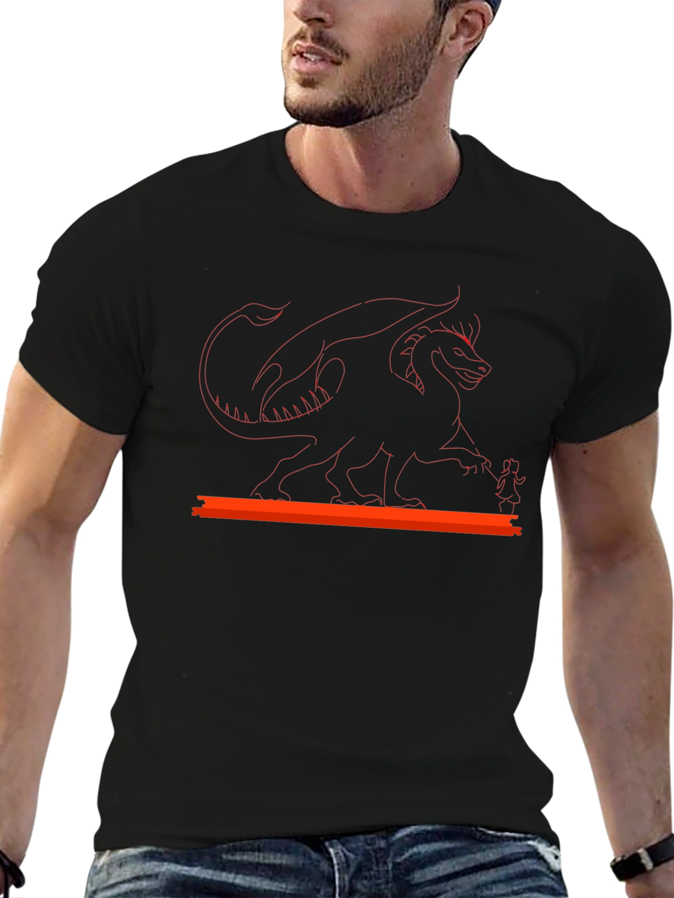 Black Dragon & Girl Graphic Black T-Shirt view 6