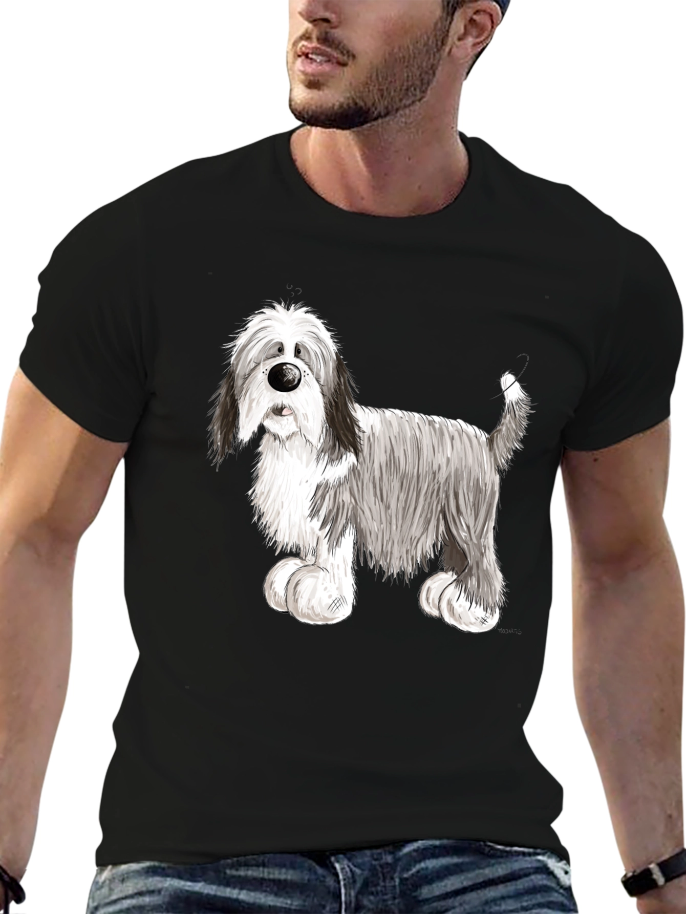 Black Bearded Collie Dog Graphic Tee - Black view 6
