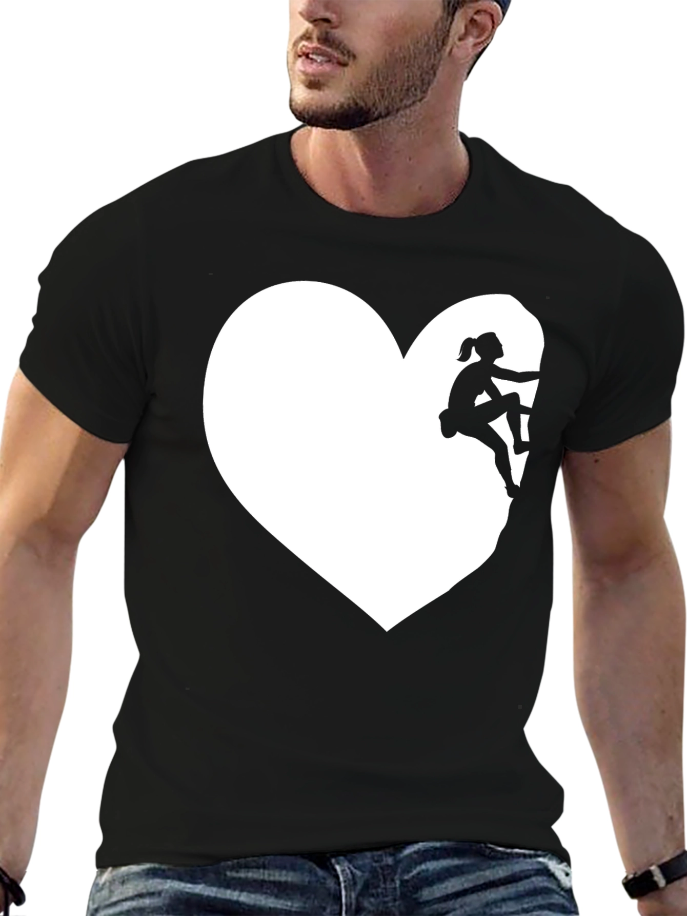 Black Climbing Heart Tee - Love to Climb Graphic T-Shirt view 6