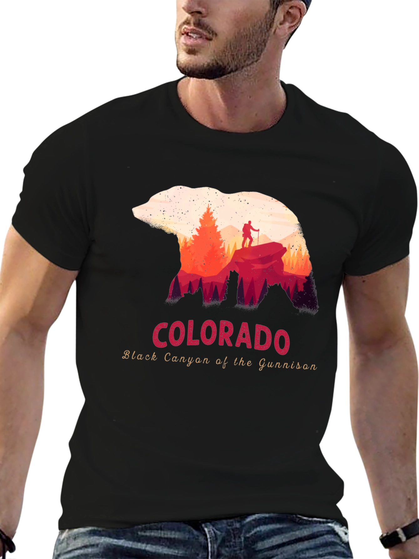 Black Colorado Black Canyon Bear Graphic T-Shirt view 6