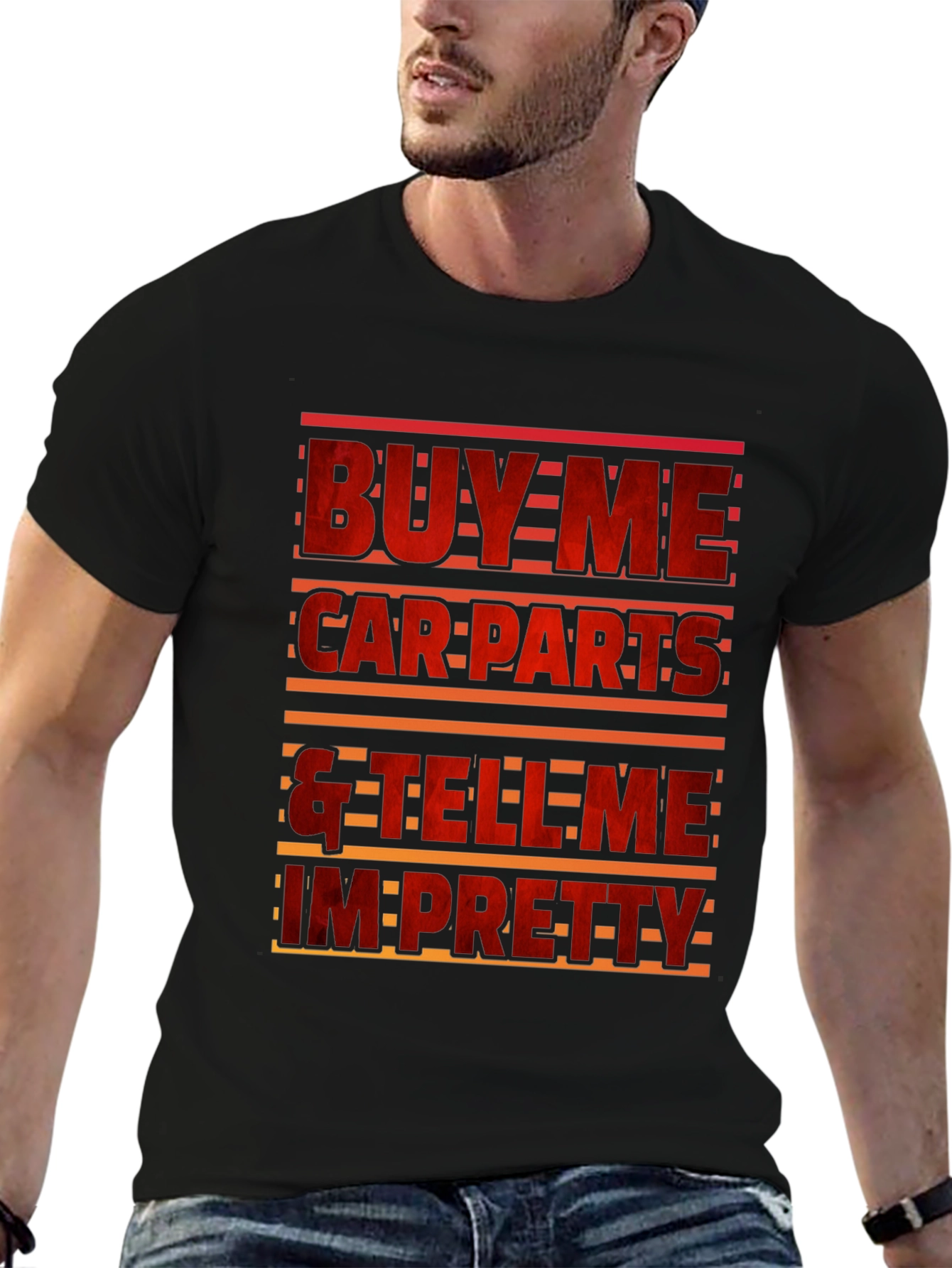 Black Buy Me Car Parts Funny Graphic T-Shirt view 6