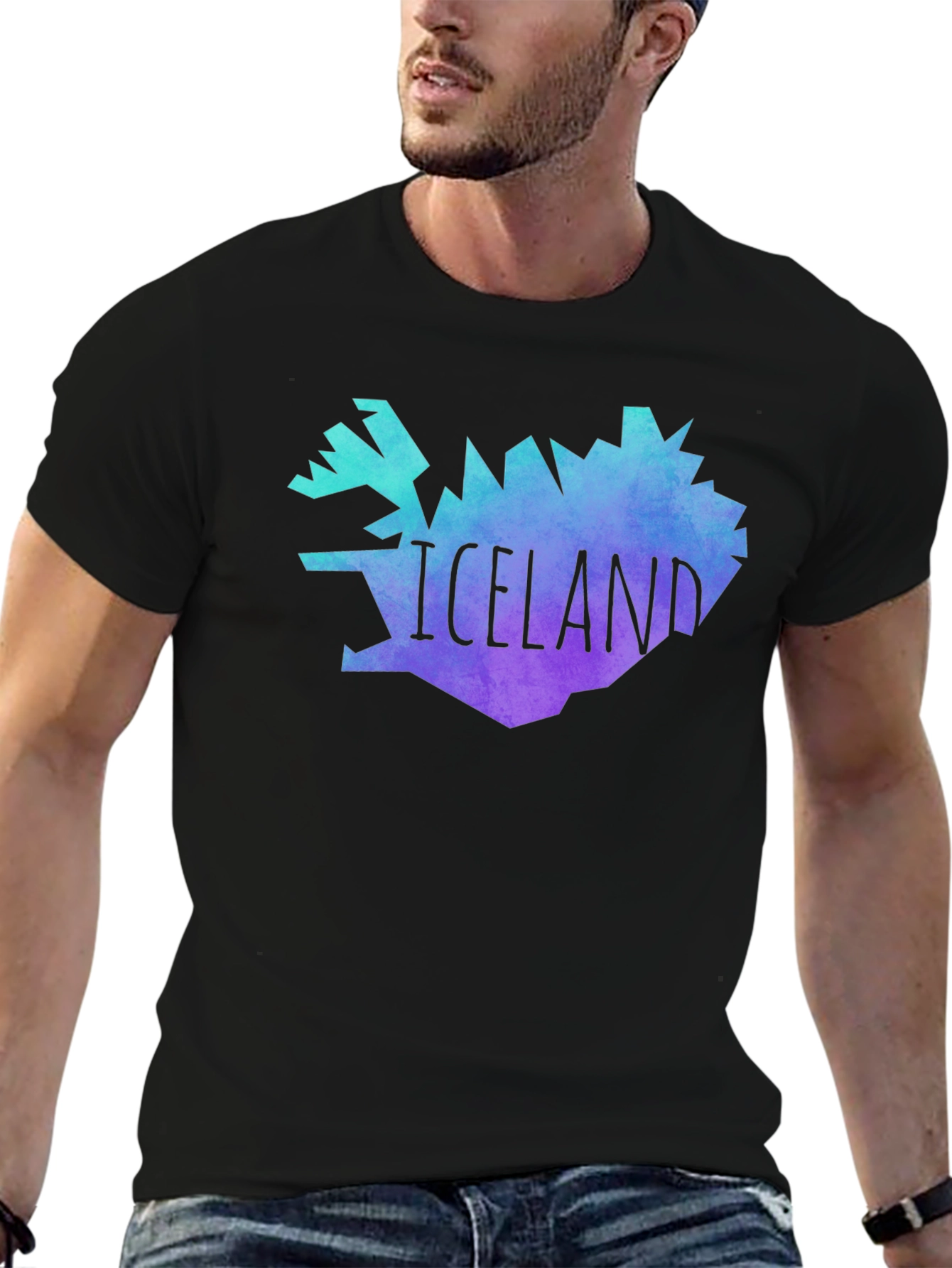 Black Iceland Map Graphic Tee - Black Unisex T-Shirt view 6