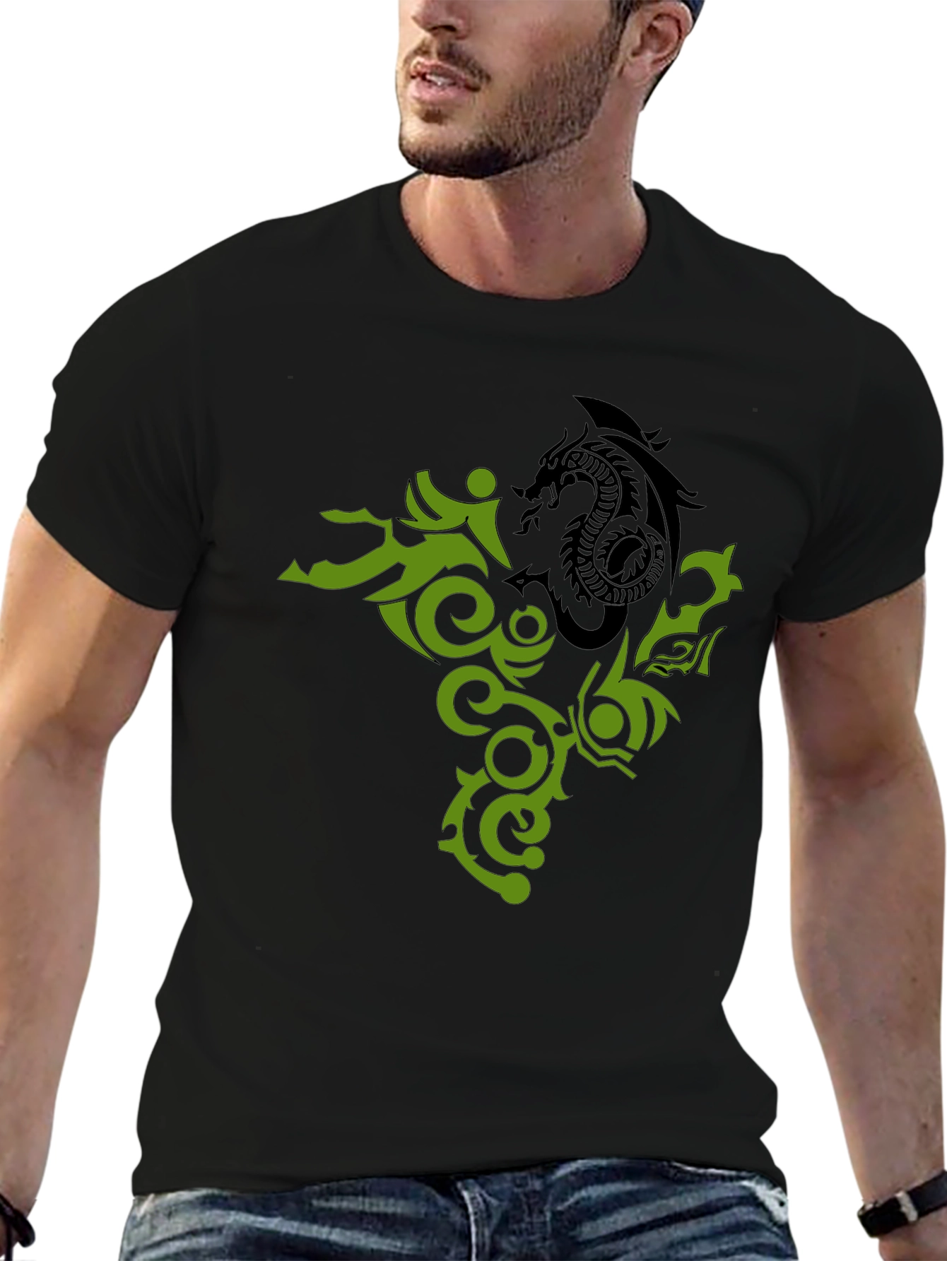 Black Dragon Tattoo Graphic Black T-Shirt view 6
