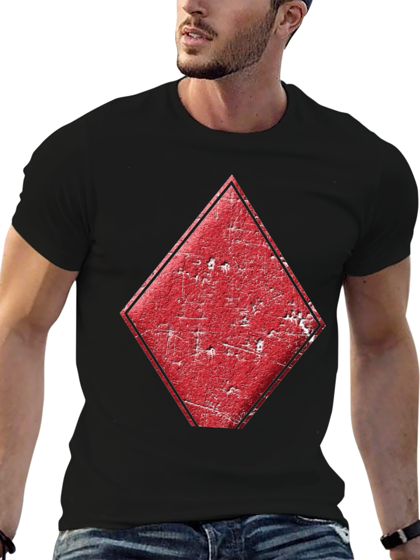 Black Diamond Card Suit Graphic Tee - Men's Black T-Shirt view 6