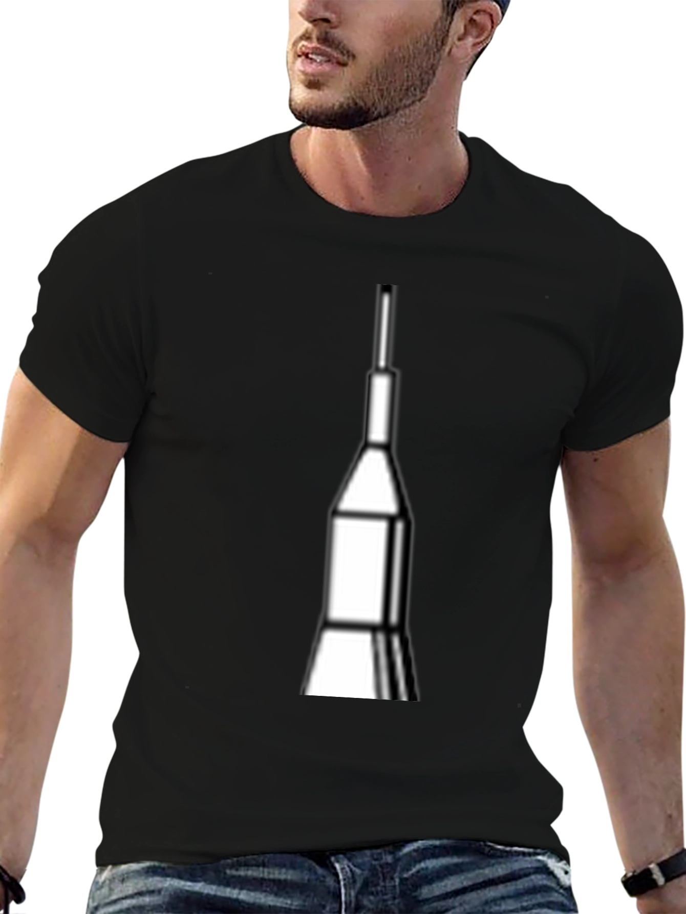 Black Rocket Graphic Tee - Space Launch Design T-Shirt view 6