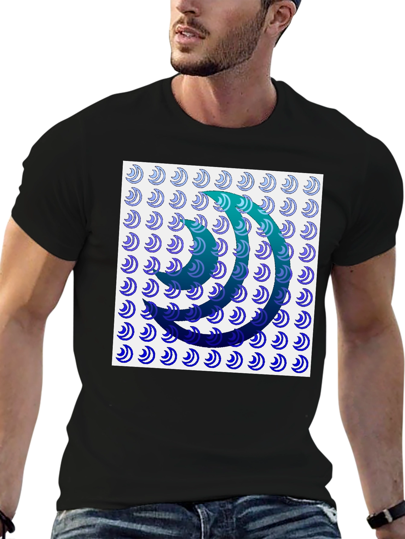 Abstract Wave Pattern Graphic T-Shirt - 6