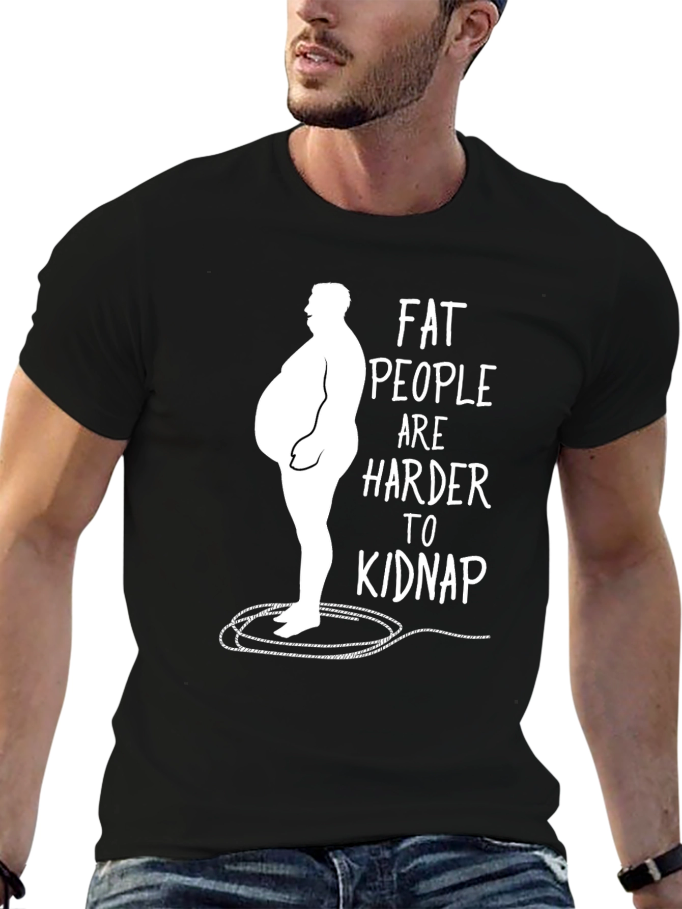 Black Fat People Harder to Kidnap Graphic Tee view 6