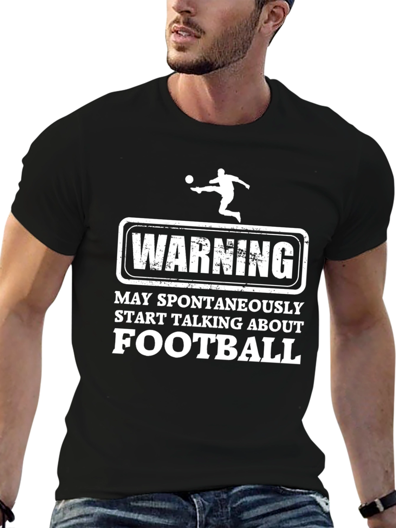 Black Warning May Spontaneously Talk About Football T-Shirt view 6