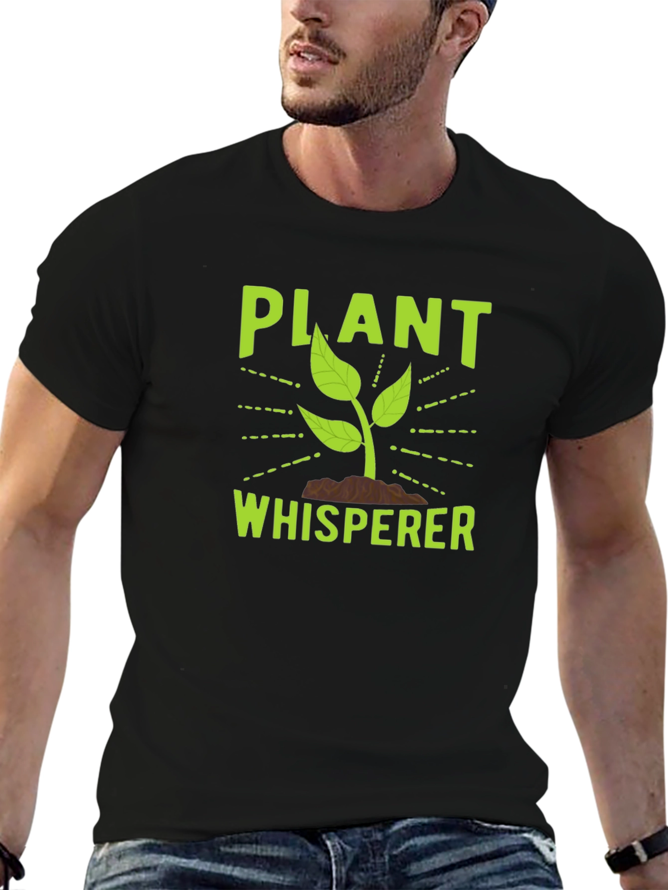 Black Plant Whisperer Graphic Tee - Black Cotton T-Shirt view 6