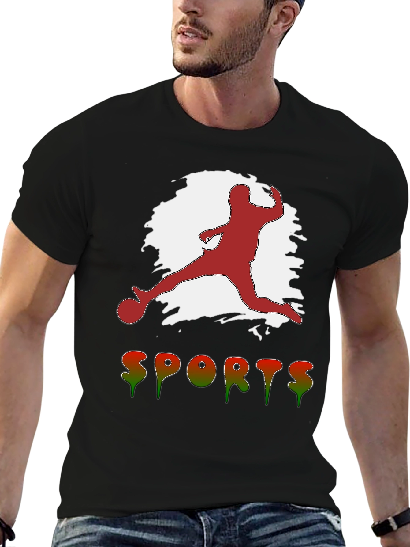 Black Sports Themed Graphic Tee view 6