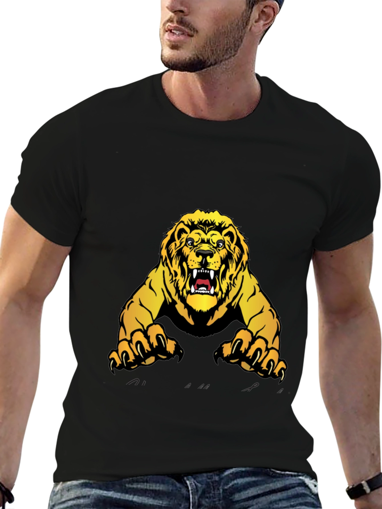 Black Lion Graphic Black T-Shirt - Fierce Style view 6