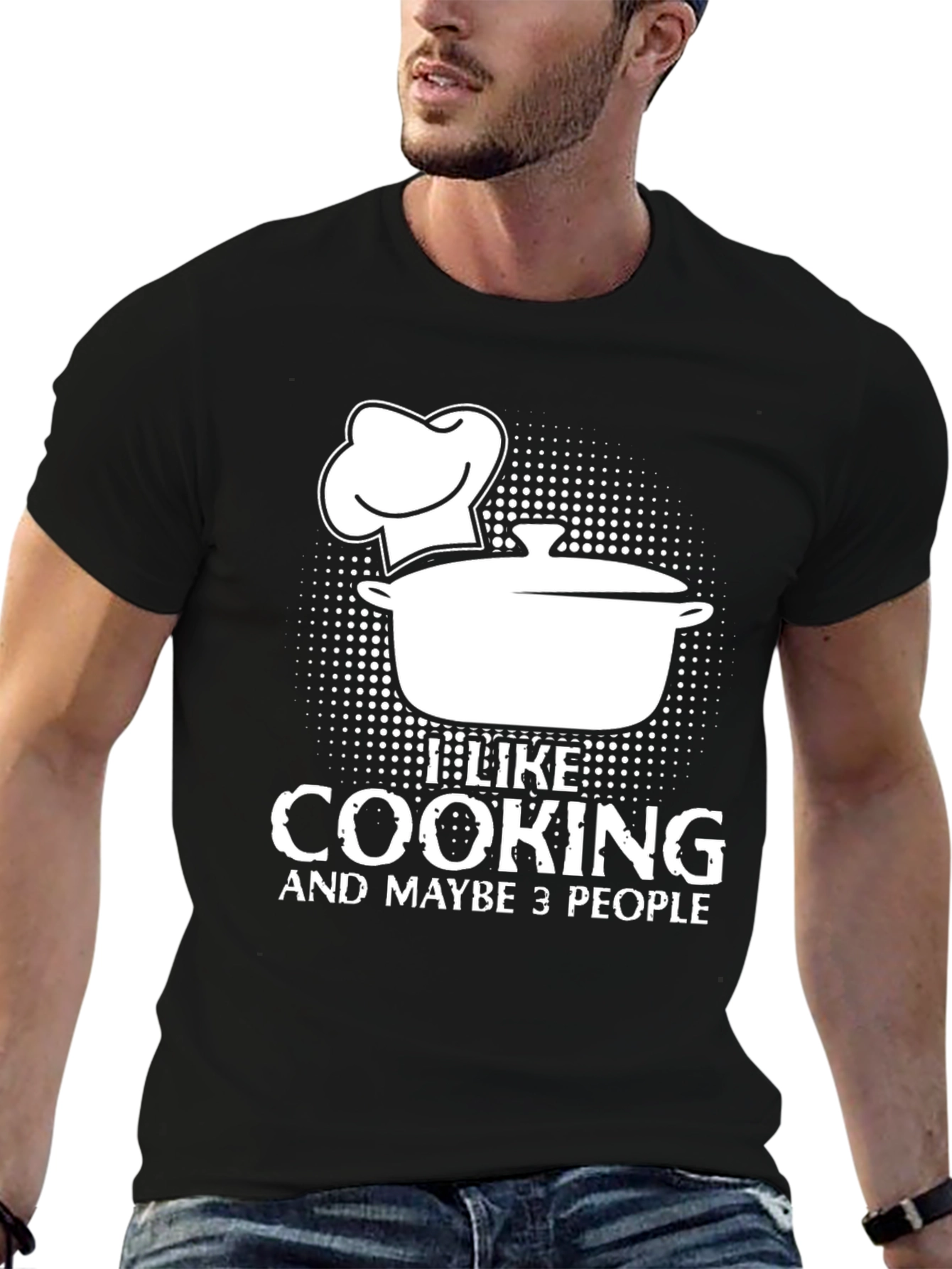 Black Funny Cooking Lover T-Shirt - I Like Cooking and Maybe 3 People view 6