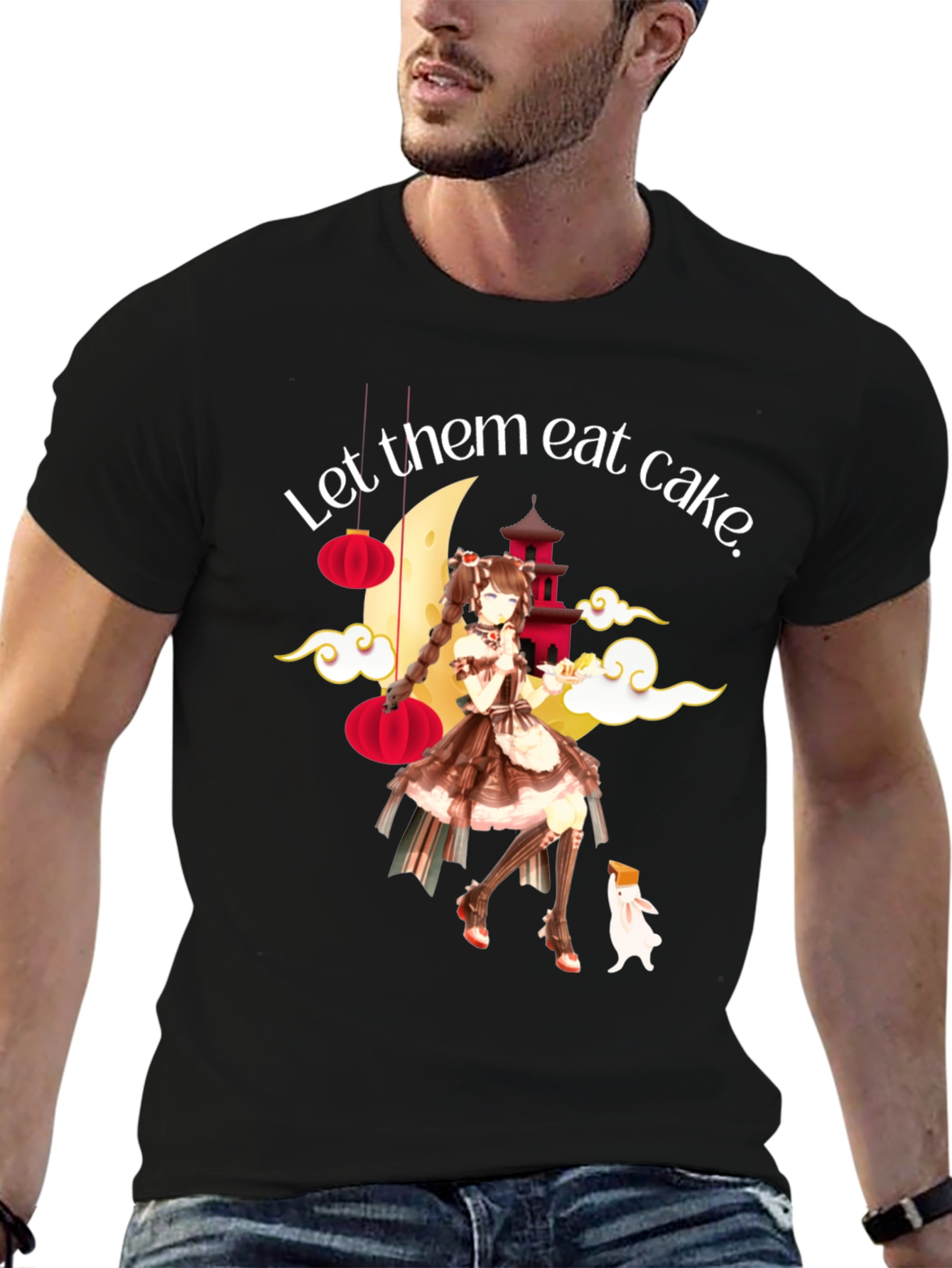 Black Let Them Eat Cake Anime T-Shirt view 6