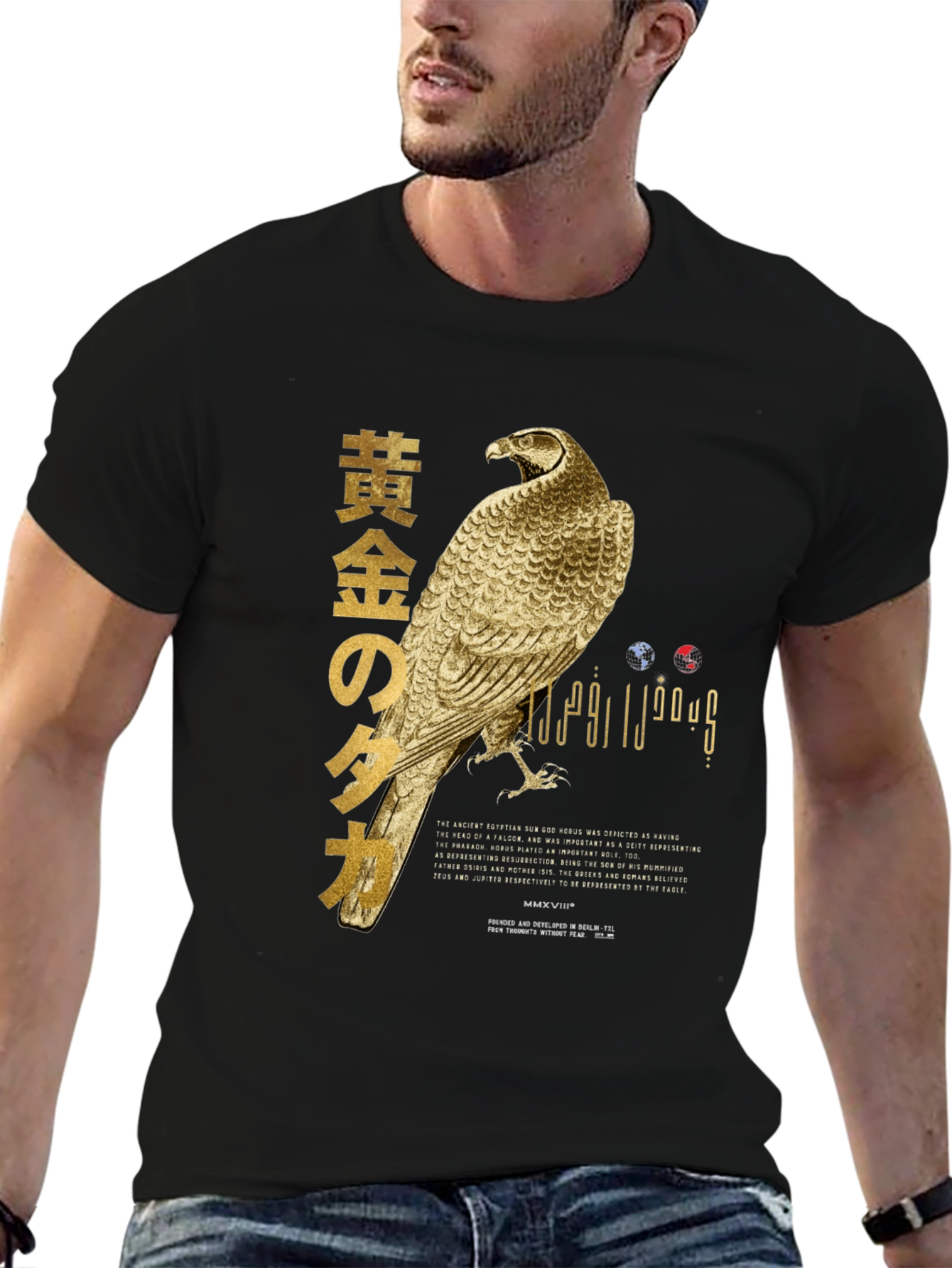 Black Golden Hawk Graphic T-Shirt view 6