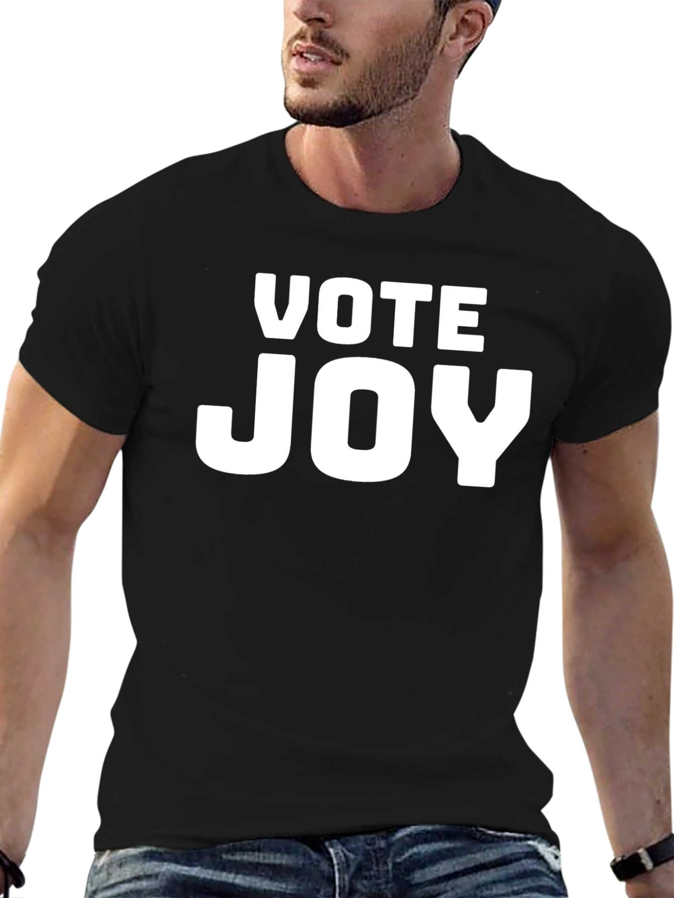Black Vote Joy T-Shirt - Black Crew Neck Tee view 6